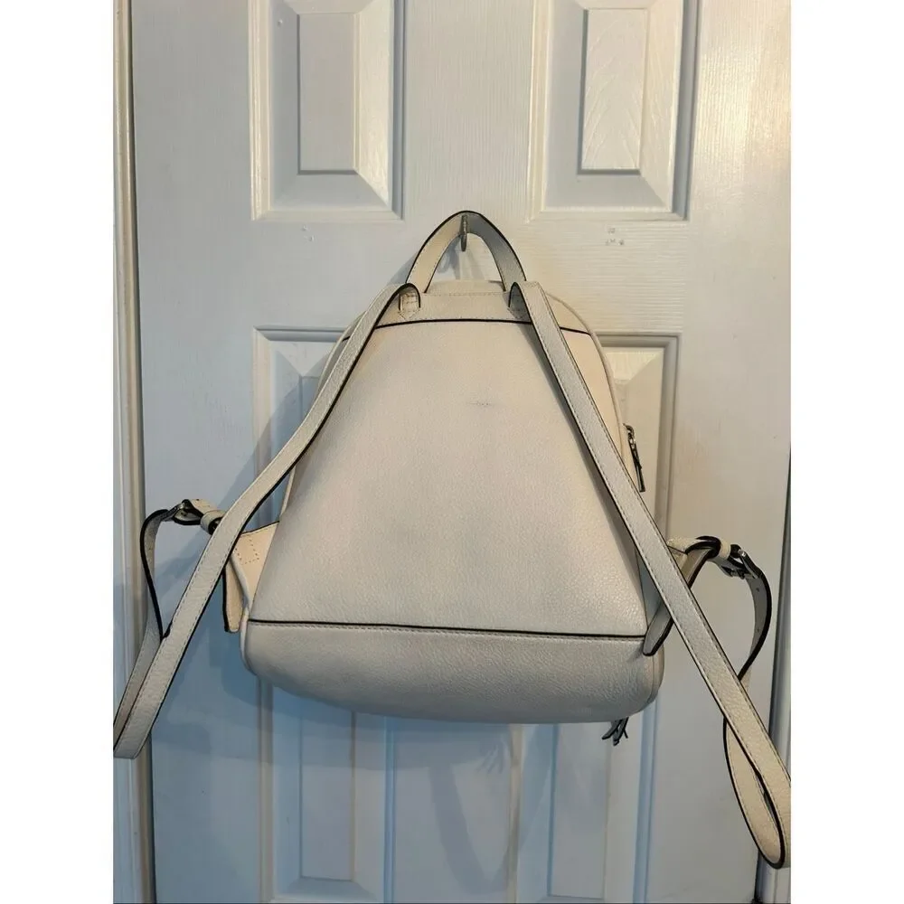 MICHAEL KORS RHEA ZIP BACKPACK PEBBLE LEATHER WHITE/SILVER